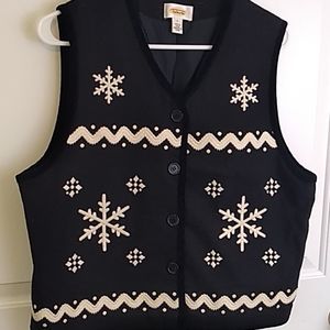 Talbots wool-blend snowflake vest size L